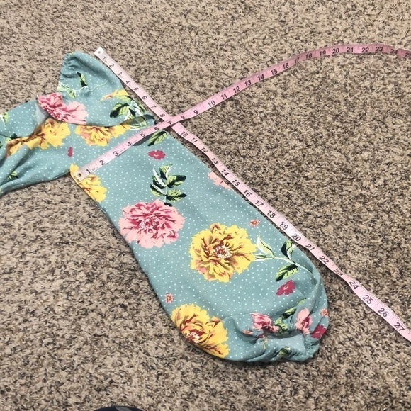 Boohoo Dress Size US 6 Pastel Blue Floral Polka Dot Blouson Lantern Sleeve Mini - Picture 9 of 9